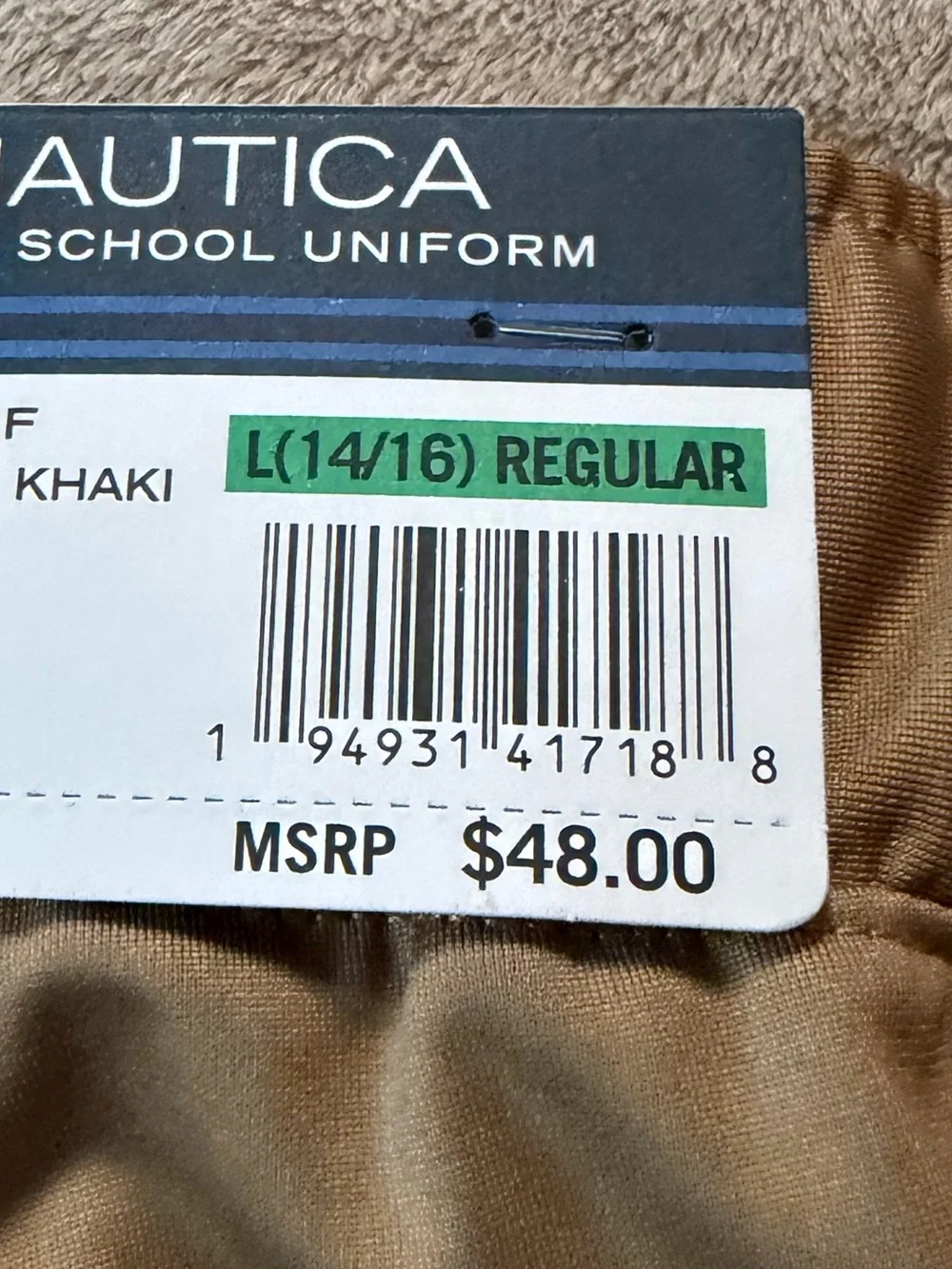 Set of 2 Nautica Kids Performance Stretch Tapered Joggers in Tan and Navy 14/16